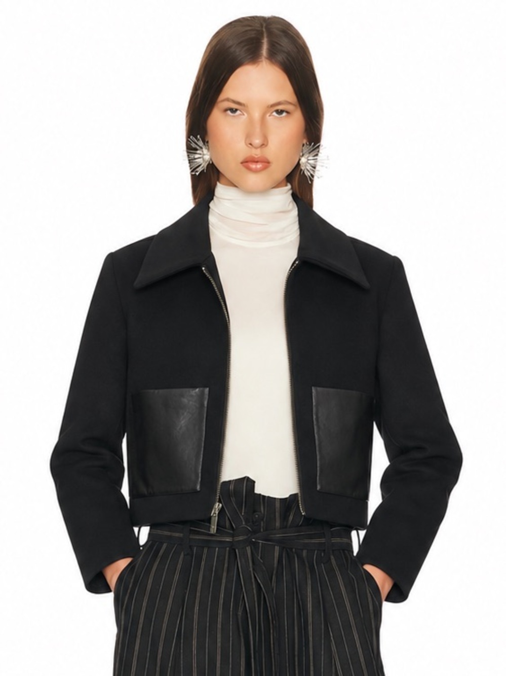 WAS HIM Tan France's Genderless St. Helen
Wool Blend Leather Pockets Waistcoat L